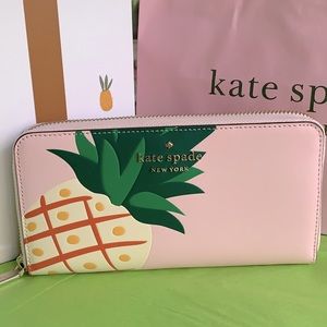 kate spade Large Pineapple Continental Leather Wallet NWT